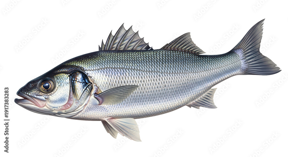 Fototapeta premium Realistic Silver Fish Isolated Black Background
