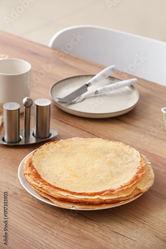 Plate with tasty thin panca...