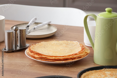 Plate with tasty thin panca...