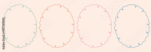 Vintage oval lace frames, Hand drawn victorian vector decorative elements, Whimsical wedding or valentine decor borders.