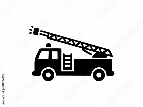 silhouette vector icon of fire engine on white background