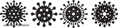 Virus Icon Vector Set – Microbe, Germ, and Bacteria Silhouettes for Science and Medical Design