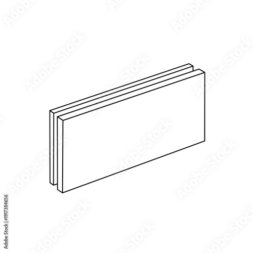 Isolated white drywall panel illustration on a clean background, showcasing its simple geometric design and smooth surface