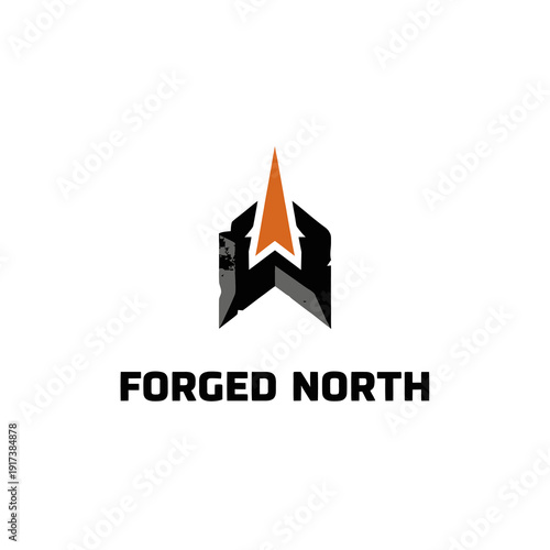 Black symbol with orange arrow, suggesting movement, above bold text on white background