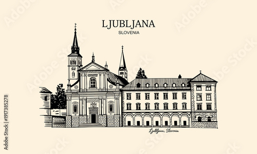 Ljubljana Slovenia Architectural Landmark Cathedral and Historic Buildings architecture