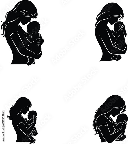 Mother's day tribute with silhouette of mother and child