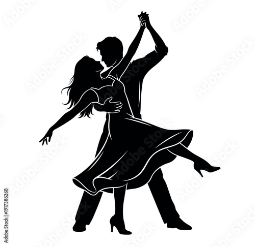 Couple dancing silhouette