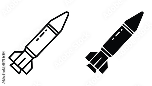 Black and white rockets illustration