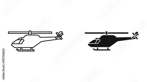 Black and white helicopter silhouettes