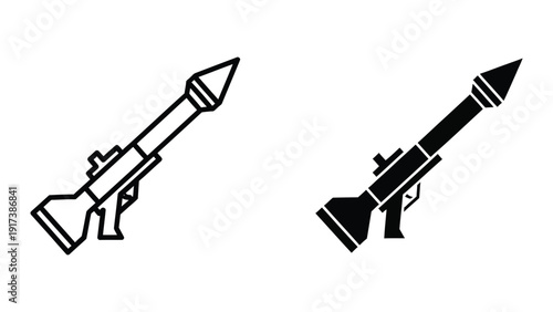 Black and white rocket launcher illustration
