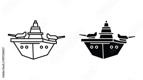 Battleship graphic icons in black and white
