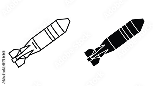 Black and white illustration of two missiles