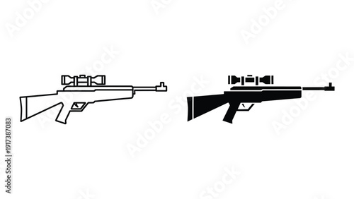 Sniper rifle outline and silhouette