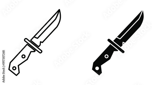 Black and white illustration of two knives