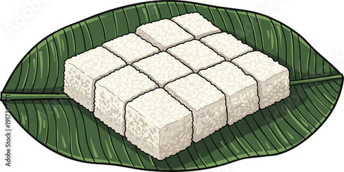 traditional sri lankan milk rice on banana leaf 