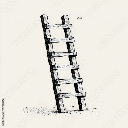 hand-drawn illustration of a wooden ladder