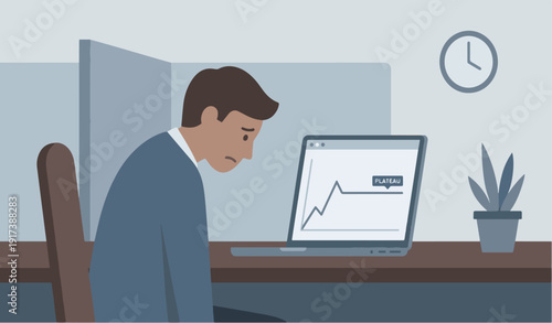 Stressed Employee Facing Business Failure and Burnout
