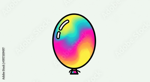 Colorful balloon with surprised expression on a plain background symbolizing joy and astonishment in a playful cartoon style