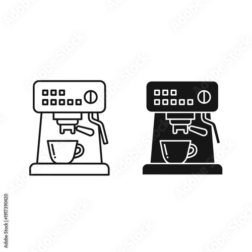Two coffee machines in black and white Vector