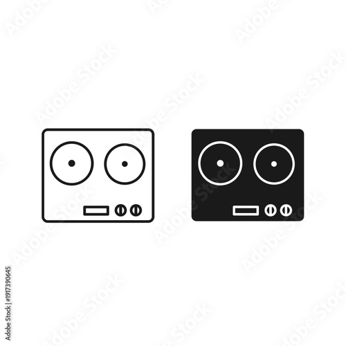 Stylish electric stove designs in black and white Vector