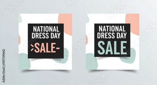 National dress day sale banners with colorful abstract background