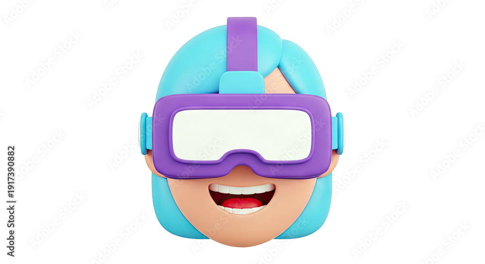Fototapeta premium 3D Cartoon Character Wearing VR Headset