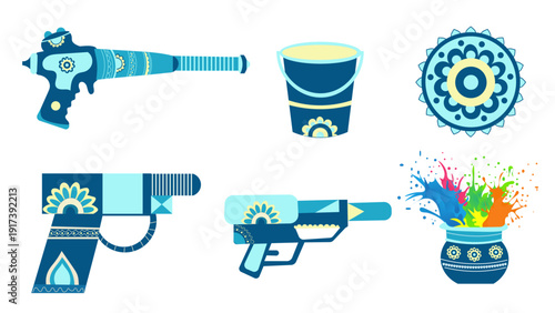 Happy holi vector elements for card design , Happy holi design with colorful icon.