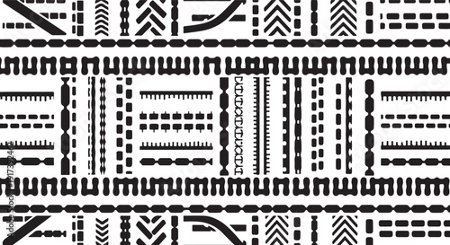 Geometric Pattern with Black and White Tribal Inspired Designs