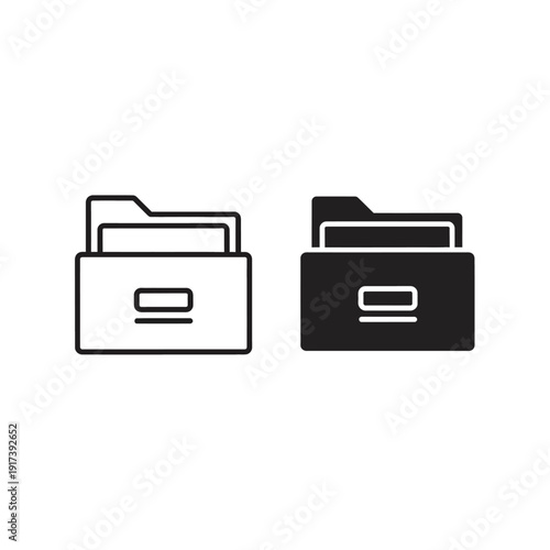 A black and white icon of two file folders Vector