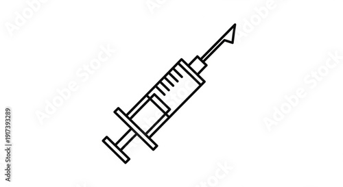 Medical syringe with needle for injection or vaccination on white background