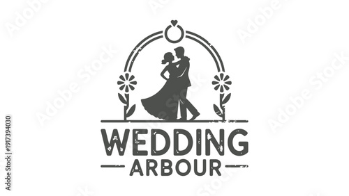 Wedding Arbour logo with couple silhouette and floral design