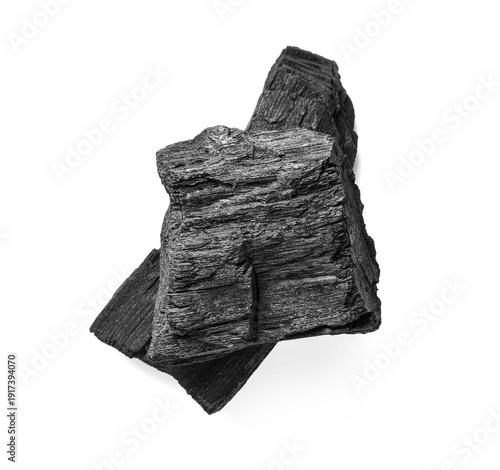Pieces of coal isolated on ...