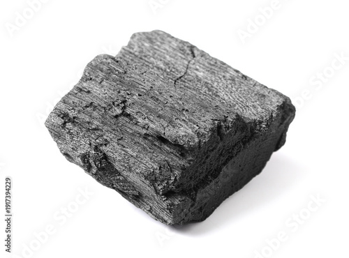 Photos Piece of coal isolated on white background, closeup