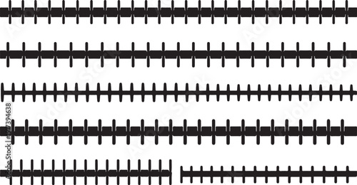 Railway tracks stretching into the distance on white background