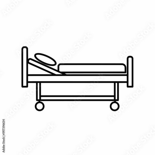 Hospital Bed Icon Simple Line Art Medical Equipment