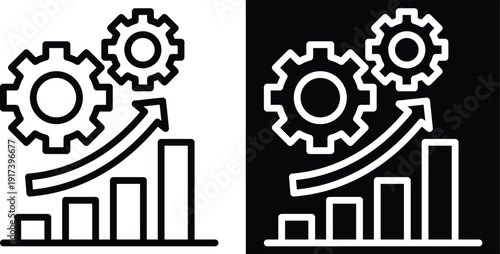 continuous improvement Two-tone version in black and white background