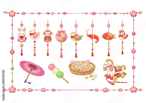 かわいいひな祭りクレヨン風イラスト・フレーム集_03