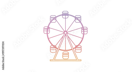 Colorful ferris wheel with multicolored seats on white background amusement park ride icon