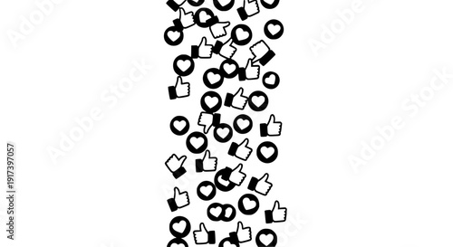 Social Media React Emoji Icons Falling Pattern with Hearts and Likes Vector Illustration