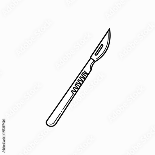 Simple Line Drawing of a Scalpel