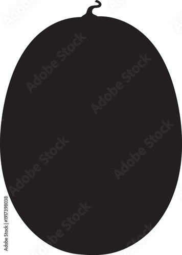 Watermelon fruit outline with a stem isolated on transparent background