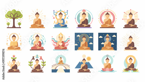 Buddha Meditating Set: Enlightenment, Peace, Spirituality, Yoga Poses