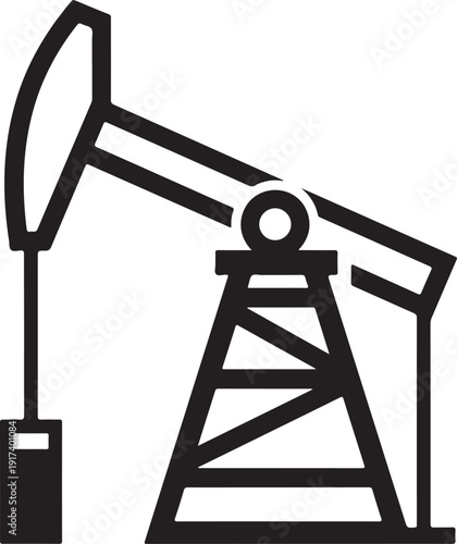 Oil pump jack silhouette icon for industrial fuel production petroleum extraction energy industry engineering machinery rig derrick facility illustration art vector