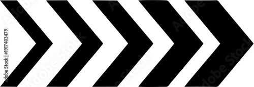 Set of black chevron arrows pointing right representing progress and direction isolated on white background for design