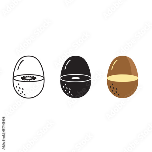 A set of three eggs with different fillings Vector