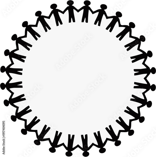 Circle of diverse people holding hands symbolizing unity and community simple vector illustration for teamwork and connection concepts