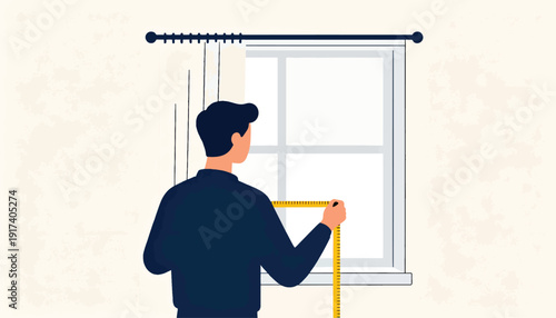 Person measuring a window with a tape measure for home improvement