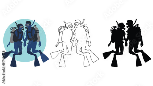 Couple in love enjoying scuba diving adventure together