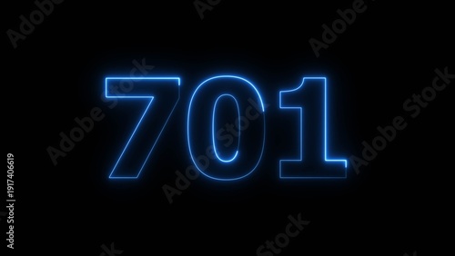 Photos Abstract beautiful blue neon 701 number illustration background 4K
