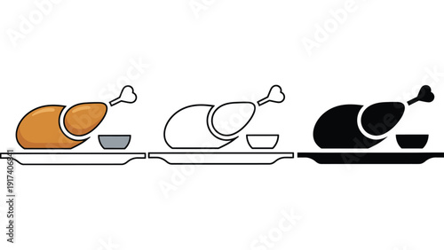 Three styles of roasted chicken on a platter, perfect for culinary presentations.